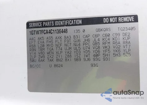 2012 GMC Savana 2500 Work Van z USA, uszkodzony, nr VIN 1GTW7FCA4C1136448